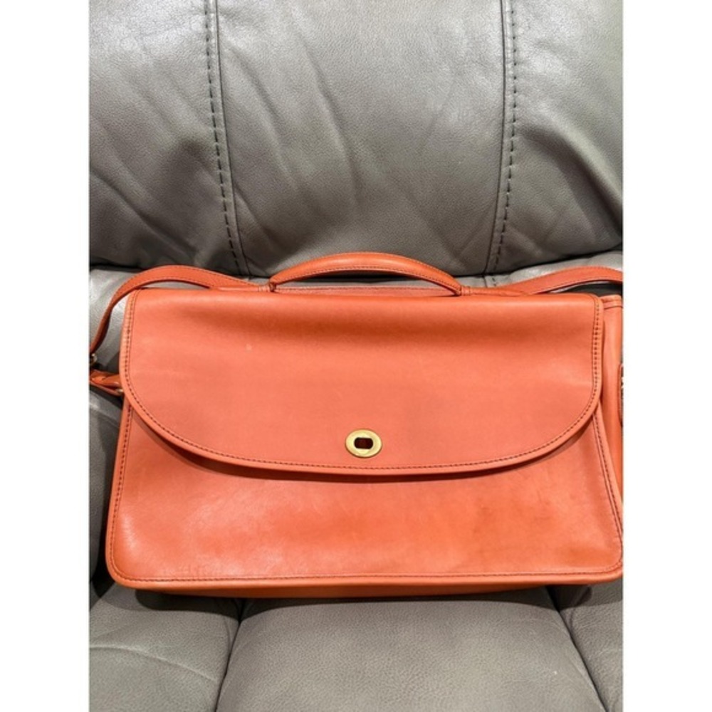Vintage Coach Beekman Briefcase 303-22 Burnt Orange Leather Messenger Bag Korea